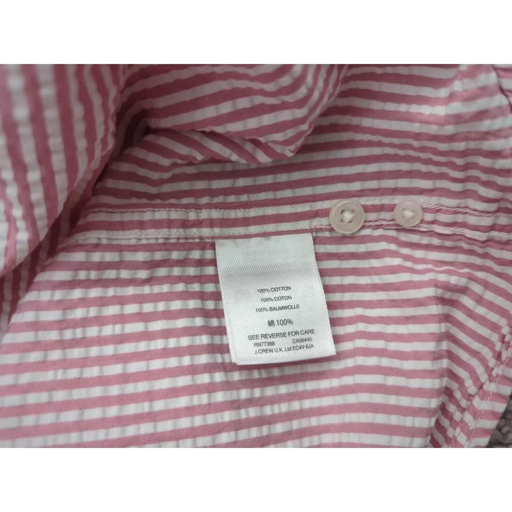 J Crew Button Up Shirt Mens Large Pink Striped Classic 100% Cotton Preppy Casual